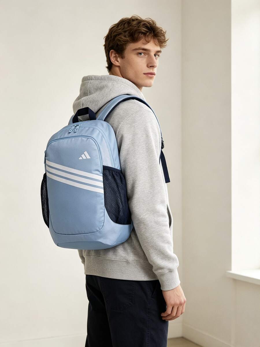 Ransel minimalis portabel kasual serbaguna adidas dengan resleting di bagian atas, unisex, biru. - Baby Blue - View 1