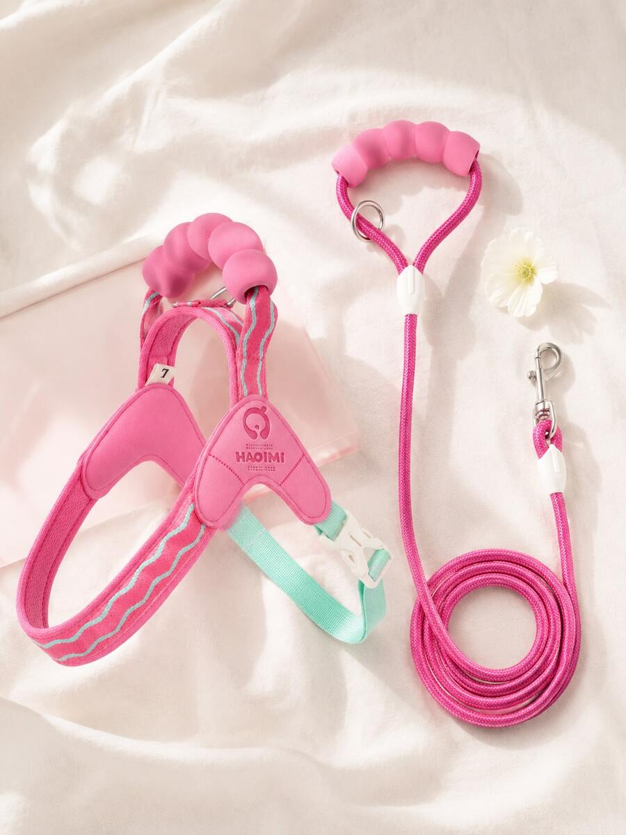 1pc Adjustable Pet Saddle-Style Harness, Soft Sponge Handle Design, Reflective Wavy Stripe Dog Chest Strap, Lightweight Comfortable Small Dog Puppy Walking Harness, Outdoor Pet Supplies, Cat Dog Accessories Dog Leash Harness, Small Dog Harness, Puppy Travel Essential, Car Pet Supplies, Cat Dog Goodies, Dog Leash, Cute Pet Outdoor Walking Gear - Multicolor - View 1