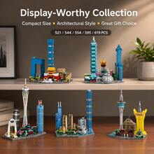 554PCS City Skyline Architecture Building Blocks Set, Landmark Tower & Urban Cityscape Display Model, Micro Building Bricks Collection For Home Office Decor, Adult Building Blocks Gift Set - Multicolor - View 7
