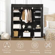 1pc Modern Minimalist Fabric Wardrobe, Fully Thickened Steel Frame, Sturdy And Durable, With High Base For Shoe Storage, Suitable For Rental Apartments And Living Rooms, Portable Wardrobe - View 8