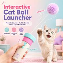1 Set Automatic Ejection Cat Teaser Wand Gift Box, Plush Ball Interactive Cat Toy Set For Pet Interaction, Indoor Kitten Exercise And Boredom Relief Pet Play Supplies - Baby Blue - View 1