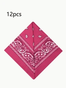 12pcs Fashion Paisley Pattern Square Handkerchiefs Unisex Versatile Accessories DIY Headscarf Hair Tie Scarf All Seasons - Multicolor - View 16