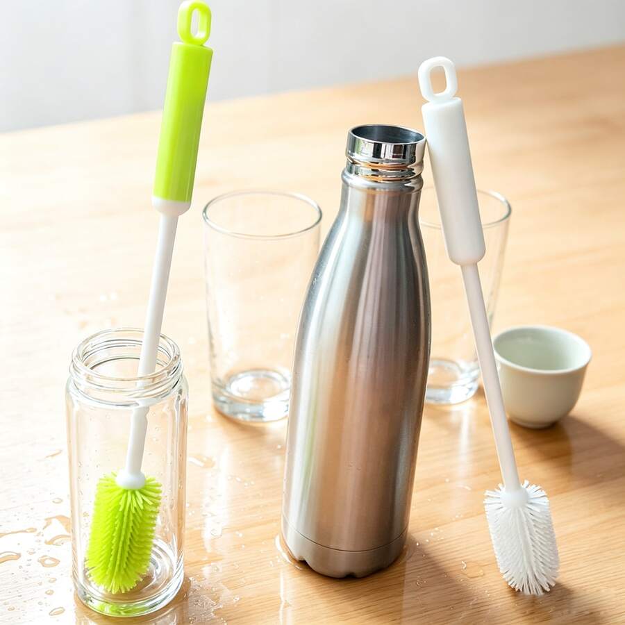 Long Handle Silicone Bottle Brush, Portable Cup Cleaning Brush, Hook Design Reusable Cleaning Brush, Suitable For Water Bottles, Glass Mugs