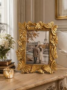 Vintage Butterfly Photo Frame, Ornate 3D Floral Picture Frame, Elegant Tabletop Photo Holder For Bedroom Vanity, Living Room, Wedding, Anniversary & Housewarming Deco - New Model - View 3