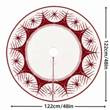 1pc 36in/48 In Knitted Christmas Tree Skirt, Red & White Snowflake Pattern Holiday Tree Mat With Tie Closure, Christmas Tree Base Cover, Reusable Christmas Home Decor For Living Room, Holiday Party Decoration - Multicolor - View 10