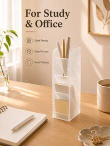 1 ống cắm bút để bàn thiết kế nghiêng phong cách Ins tối giản, hộp đựng văn phòng phẩm nhiều ngăn, khay đựng cọ trang điểm dung tích lớn bán chạy, xô lưu trữ sắp xếp bàn làm việc thẩm mỹ - Nhiều kiểu dáng - Xem 4