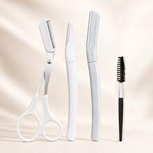MONKIDS Professional 4-Piece Eyebrow Grooming Set, Includes Eyebrow Scissors With Comb, 2 Styles Of Eyebrow Razors And Eyebrow Brush. Design, Easy To Trim Stray Hairs And Shape Eyebrows - Multicolor - View 9