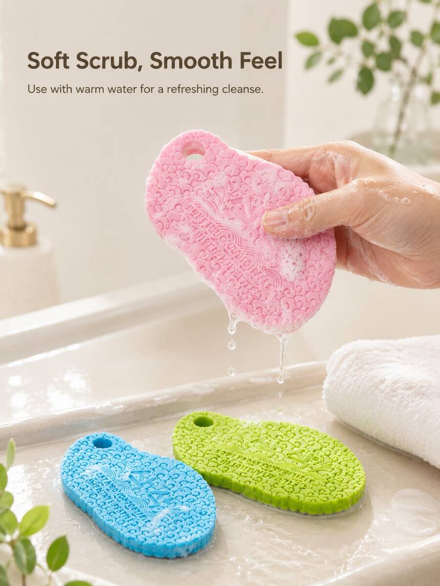 3D Body Exfoliating Bath Sponge, Shower Scrub Massage Sponge With Textured Surface, Portable Body Cleaning Brush For Arms, Legs, Back And Daily Bath Care, Bathroom, Home Spa, Travel, Gym Bag & Practical Gift, Shower Cap, African Net Sponge - Multicolor - View 1