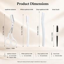 MONKIDS Professional 4-Piece Eyebrow Grooming Set, Includes Eyebrow Scissors With Comb, 2 Styles Of Eyebrow Razors And Eyebrow Brush. Design, Easy To Trim Stray Hairs And Shape Eyebrows - Multicolor - View 8