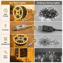 USB String Lights Fairy Lights 20M 180LED 30M 260LED 40M 320LED 50M 400LED 8 Modes Reel Wire Lights For Bedroom Window Patio Garden Wedding Party Christmas Halloween Decor - A - View 8