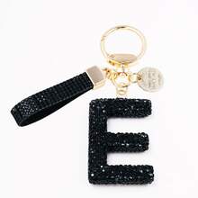 1pc Shiny Black Crystal Letter Bag Charm/Llavero, Glitter Alphabet Keychain For Handbag Daily Use, Gift Labor Day Halloween Thanksgiving Christmas - Black - View 11