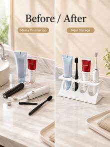 Electric Toothbrush Holder, Suitable For Bathroom Countertop And Kitchen Sink; Space-Saving Storage Rack (Can Hold Toothpaste, Cosmetics And Daily Necessities), Practical And Waterproof. - Multicolor - View 2