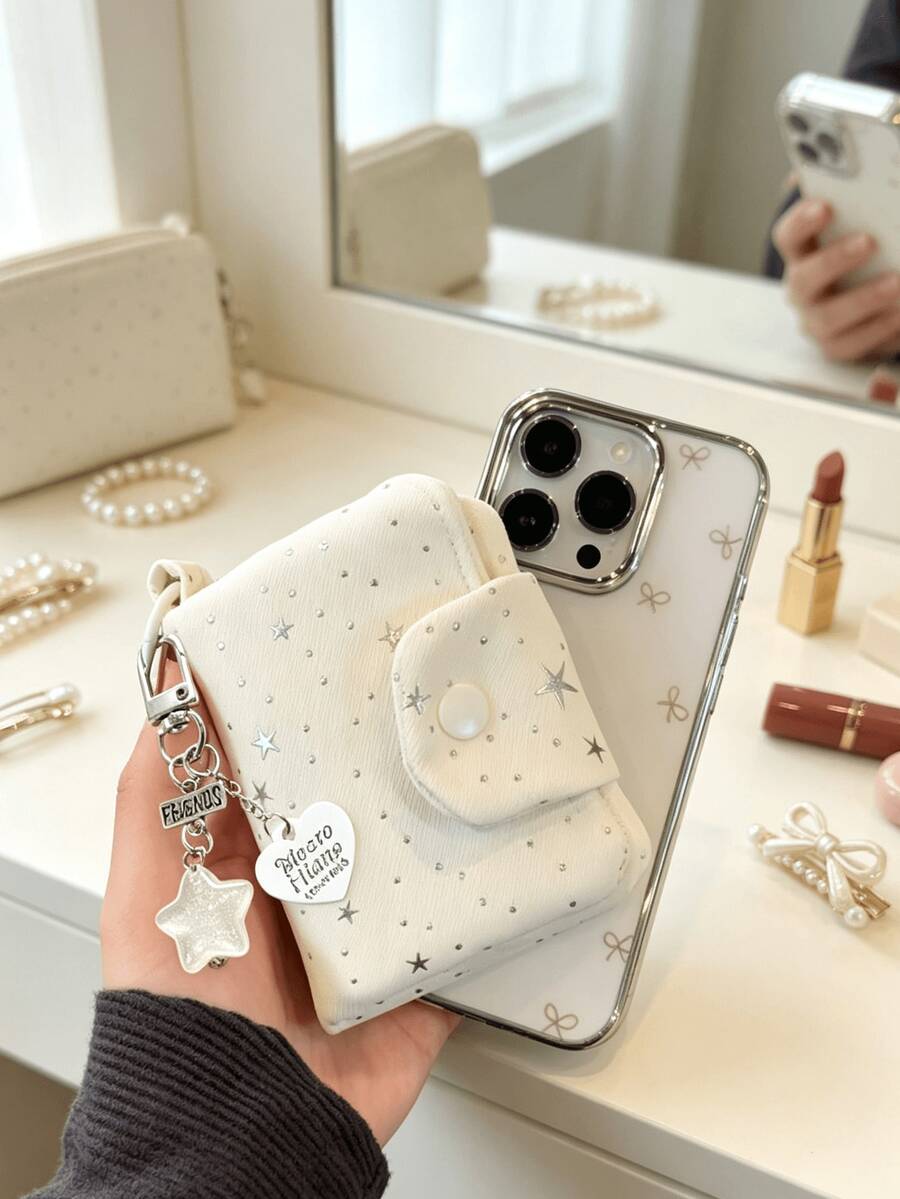 Lightweight Star-Shaped Zipper Coin Purse With Charm, Card Holder, Multi-Layer Storage Bag, Student ID Card Holder, Mini Key Pouch, Daily Storage Bag