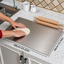 1pc Luxury 304 Stainless Steel Cutting Board, Durable Mold-Resistant Meat Cutting Board, Rolling Board, Essential Kitchen Tool For Home Cooks And Cooking Enthusiasts, Stainless Steel Cutting Board, Meat Cutting Board, Cheese And Charcuterie Board - Silver - View 5