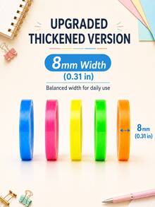 Ultra-Thin Index Tab Transparent Removable Stickers, Waterproof Writable Fluorescent Colors, 5 Colors, School Supplies, Back To School Season. Calendar Marking Labels Back To School Season. Also Suitable For Home Decor. - one-size - View 12
