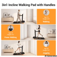 CURSOR FITNESS 3 In 1 Walking Pad Treadmill With 16% Incline, Folding Treadmill With Handle Bar, Portable Treadmills For Home Small, 300 Lbs Capacity - View 6