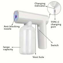 1pc 300ml Electric Nano Spray Gun, USB Rechargeable, 1200mAh Battery Capacity, Humidifier, Air Aromatherapy Machine, Sprayer, Fragrance Diffuser - Mother's Day Gift! - White - View 5