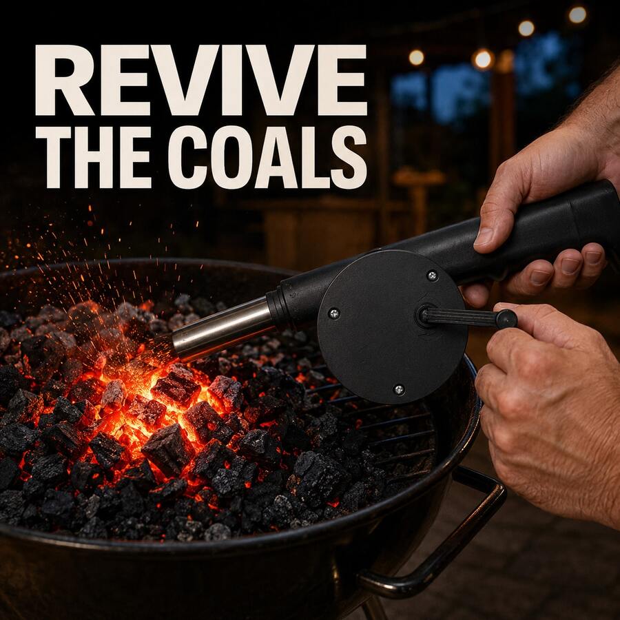 Hand‑Crank BBQ Blower, Portable Hand‑Operated Fan Air Blower, Manual Fire Starter Tool For Outdoor Camping, Barbecue, Fire Pit - Multi-color - View 1