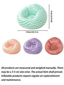 1pc Portable Inflatable Outdoor Leisure Chair, Soft Comfortable Spherical Bean Bag Chair, Breathable PVC, Minimalist Striped, Ergonomic Design, Modern Lightweight Compact Seat, Outdoor Leisure Lounge Chair Sofa, Suitable For Living Room, Balcony, Camping - Spherical Striped Sofa - View 9