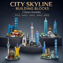 554PCS City Skyline Architecture Building Blocks Set, Landmark Tower & Urban Cityscape Display Model, Micro Building Bricks Collection For Home Office Decor, Adult Building Blocks Gift Set - Multicolor - View 6