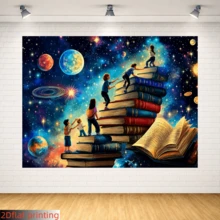 1pc Climbing Dream Theme Banner, Vibrant Space Theme With Astronaut And Planet Patterns, Polyester Material, 2D Flat Design, Suitable For Family Gatherings - A - View 6