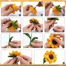 431pcs Sunflower Velvet Stem Handmade Set, 6mm X 30cm, Yellow Green Brown, Includes Flower Stems, Greeting Cards, Wedding Cards, Ribbons, Wrapping Paper, Adhesive Tape, Suitable For DIY Crafts, DIY Floral Making, Creative Projects - Pipe Craft - View 6