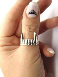1pc Fashion Personalized Vampire Teeth Tail Ring - Silver - View 2