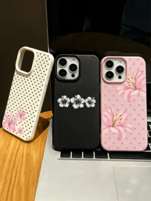 3件裝多色波點百合花個性化極簡全包覆TPU防震手機殼，適用於Apple 18 17 16 15 14 13 12 11 Pro Max 保護殼 Air - 彩色 - 查看 24