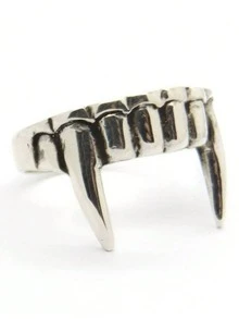 1pc Fashion Personalized Vampire Teeth Tail Ring - Silver - View 4
