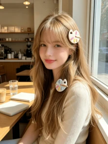 1pc Women Girls Cute Cartoon Funny Quirky Simulated Palette Hair Clip Alligator Hair Clip Hair Accessory, Suitable For Daily Wear Versatile Hair Accessory - Multicolor - View 1