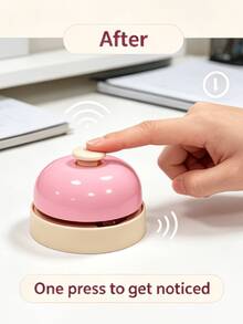 1pc Metal Hand Press Call Bell, Desktop Office Call Bell, Suitable For Reception Service Bell, Pet Training Button - Pink - View 2