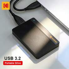 Kodak 柯达 500GB 移动硬盘，USB3.2 高速 5Gbps 2.5 英寸外置存储设备，适用于商务 PC、笔记本电脑，传输速度快 - 黑色 - 查看 2