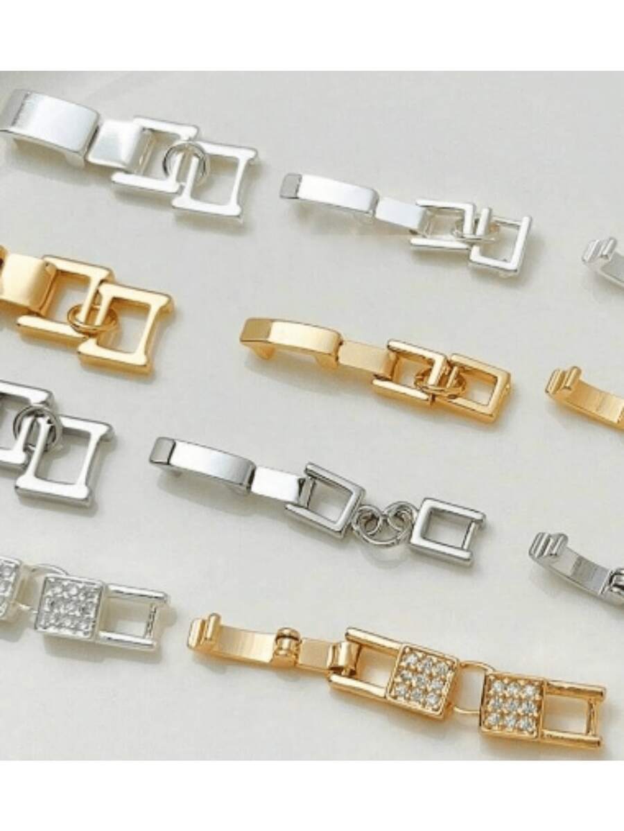 4PCS Copper Simple And Fashionable Hip-Hop Style With Long Tail Buckle, Folding Buckle, Handmade DIY Bracelet, Necklace, Jewelry Accessories - Multicolor - View 1