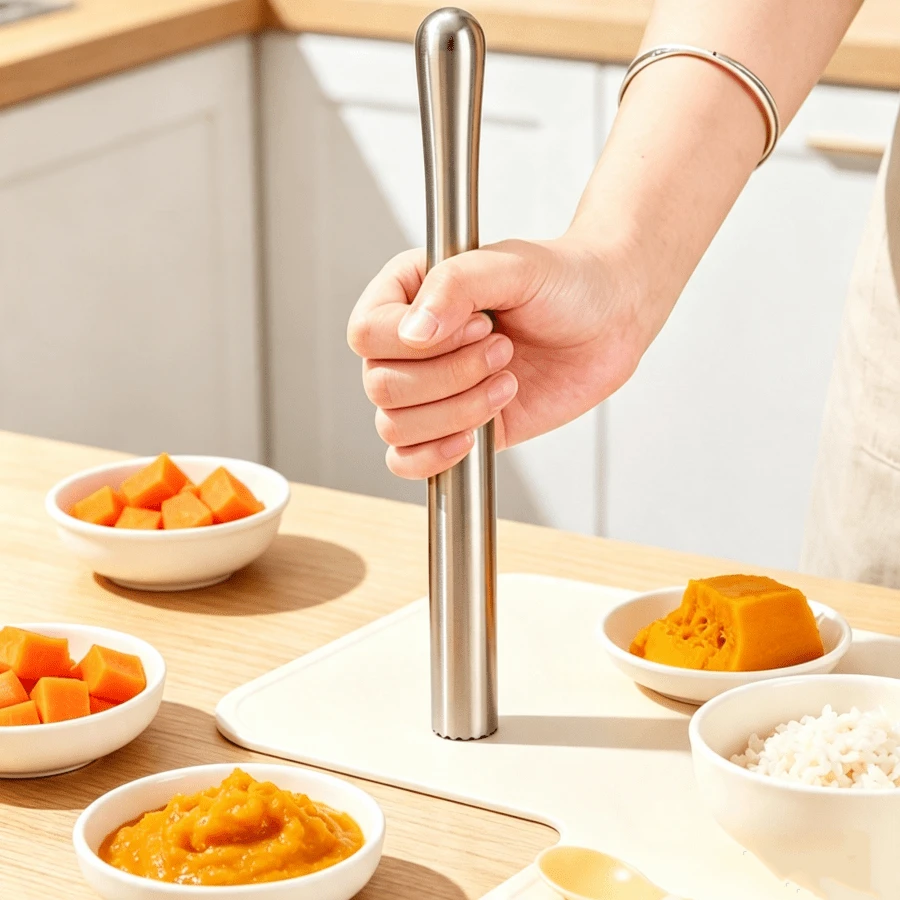 Baby Food Masher, Home Use Pumpkin Sweet Potato Puree Maker, Ice Crusher, Meat Tenderizer, Juice Pressing Tool - Silver - View 1