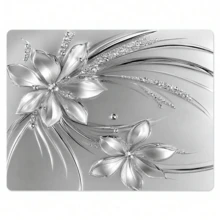 1pc/2pcs Diatomaceous Earth Silver Metallic Floral Rhinestone Stove Top Cover Mat, Non-Slip Heat-Resistant Waterproof Pad, Suitable For Kitchen Countertop And Washing Machine Surface - Multicolor - View 3