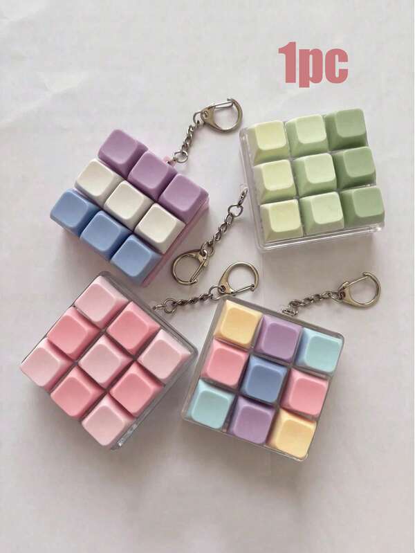 9-Key Square Stress Relief Button - Creative Keyboard Shaped Pendant, Can Be Used As Bag Decoration, Car Keychain Or Bag Accessory; Designed For Adults, Sensitive Touch, Helps Relieve Stress, Focus Attention And Relax Mind And Body