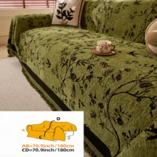 Elegant Floral Chenille Throw Blanket - Pet-Friendly, Durable & Non-Slip, Machine WashableIdeal For Living Room & Office Decor, Sectional Sofa CoverlFloral PatternlPolyester FabricDecorative Pillows - Green - View 10