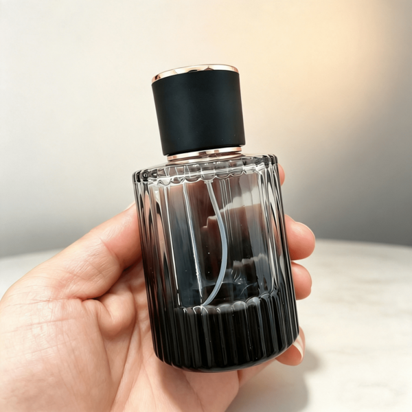 30ml Refillable Gradient Black Gold Perfume Spray Bottle, Vertical Stripe Empty Glass Perfume Atomizer, Suitable For Outdoor Parties, Travel, Camping, Running, Cycling, Hiking And Other Activities, Both Men And Women Can Use