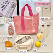 1pc Printed Lunch Bag, Dopamine Color Palette, Portable Design, Waterproof & Dustproof, Suitable For Storing Lunch Boxes, Utensils, Etc., Ideal For Picnic, Camping, Office Lunch, School Meals - Multicolor - View 10