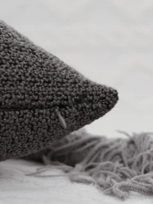 1PC TEXTURED BOUCLE CUSHION COVER - Dark Grey - View 3
