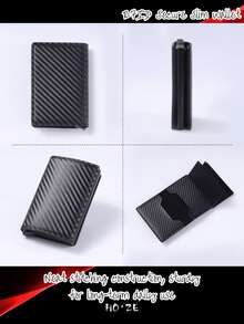 碳纖維男士錢包，RFID防盜刷卡夾，彈出式名片盒，輕薄便攜，商務日常收納 - A - 查看 8