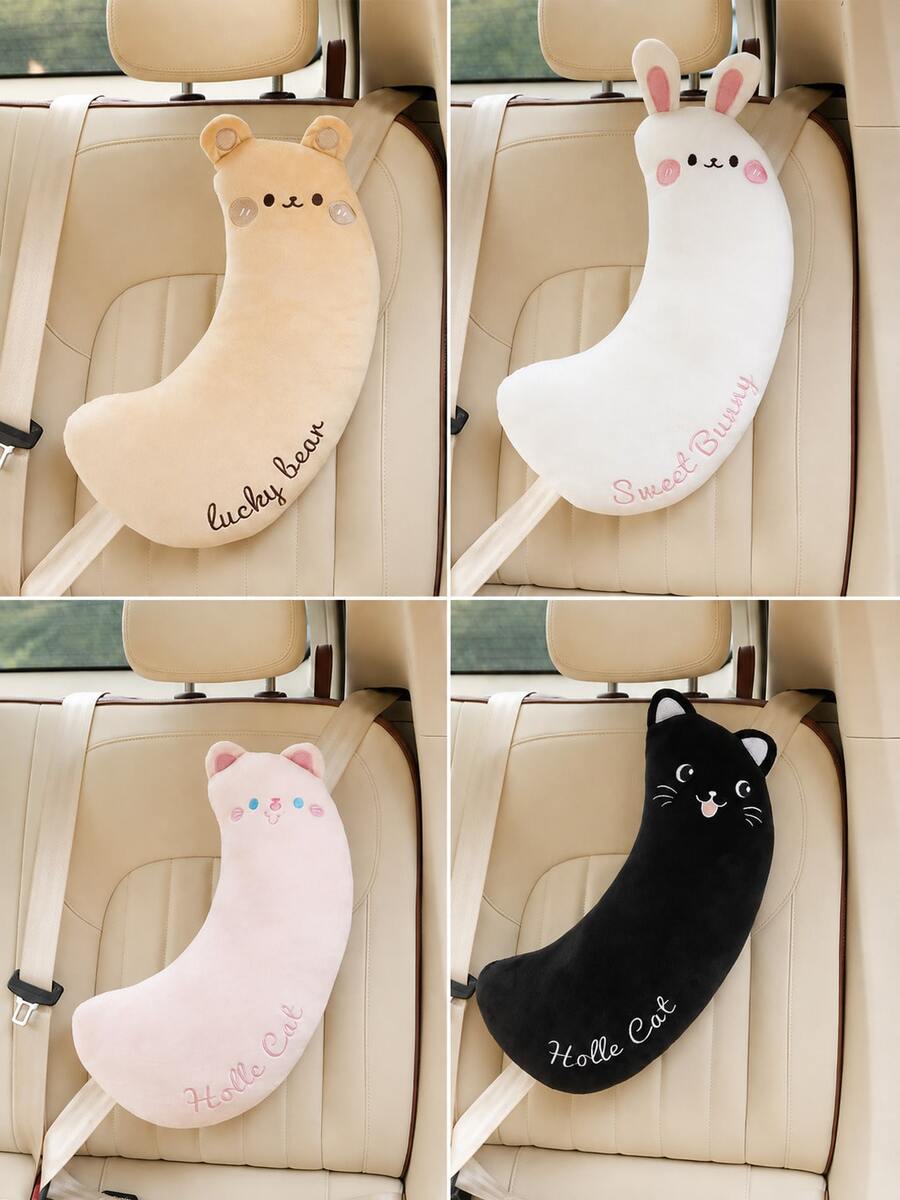 Car Seat Belt Shoulder Pad, Cute Cartoon Animal Seat Belt Protector Pillow, Soft Polyester Shoulder Pad, Neck Support Cushion, Universal Car Seat Belt Shoulder Strap Cover, Car Interior Accessory, Travel Pillow