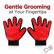Gentle Pet Grooming Glove, Silicone Multi-Function Deshedding Brush, Massage & Bathing Tool, Suitable For Dogs, Cats, Horses, Rabbits And Small Pets, Adjustable - Red - View 7