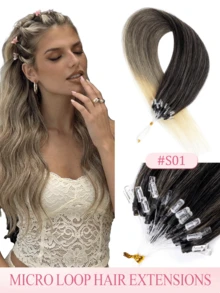 22 Inch Fishing Line Micro Ring Human Hair Extensions With Beads, 25 Strands, 25G/Pack, No Glue Needed, Easy Installation, Invisible, Glue-Free Hair Extensions, Holiday Essential, School Supplies, Bridal Style, Daily Look, Back To School Essential, Travel Essential - Multicolor - View 19
