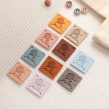 10/20/40/60/80Pcs Mixed Color Square Handmade Labels, Colorful Leather Labels, Microfiber Leather, Decoration For Clothing And Handicrafts - Multicolor - View 10