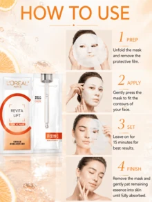 L’Oreal Paris L'Oreal 維生素C面膜 (3片/5片/10片)，抗老、淡化黑斑、減少皺紋、提亮膚色、保濕、清爽凝膠質地、不黏膩，適合所有膚質 - 維生素 C - 查看 10