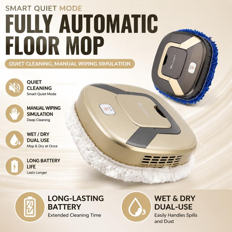 Smart Automatic Mopping Robot, Hands-Free Home Floor Mop, Dry And Wet Use, Simulated Hand Mopping Technology, Quiet Cleaning, Long Battery Life, Suitable For Hard Floors - Robot Vacuum Cleaner - View 1