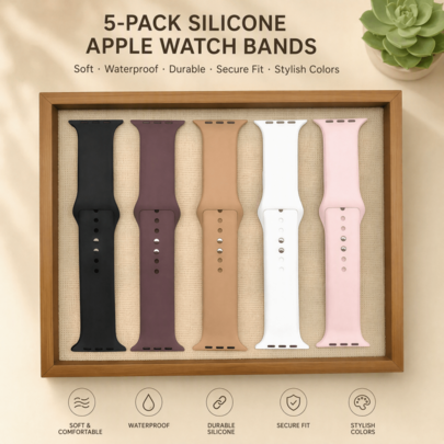 5pcs Breathable Sports Watch Bands, Elastic Silicone Straps Compatible With Apple Watch Series 11 10 9 8 7 6 SE SE2 SE3 Ultra 2 3 38mm/40mm/41mm/42mm/44mm/45mm/46mm/49mm, Active Lifestyle Fitness Accessory, Perfect Gift For Loved Ones
