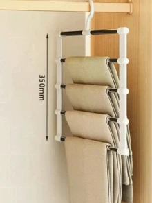 Multi-Layer Pants Rack - Space-Saving Foldable Design, Helps Efficiently Organize Wardrobe; Suitable For Jeans, Leggings And Casual Pants Plastic Multi-Layer Pants Rack; Features Non-Slip Storage Function, Easy To Assemble; Ideal Choice For Holiday Preparation And Seasonal Wardrobe Organization; - Multicolor - View 6