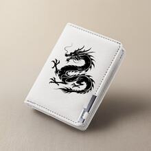 Men Chinese Dragon Print Bi‑Fold Wallet, PU Leather Multi‑Card Slots Short Purse, Slim Portable Cash Card Holder For Daily Use - Multicolor - View 6